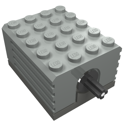LEGO 2838c01 - Elektrische motor 9V 5 x 4 x 2 1/3 met zwarte axle en donkergrijze basis