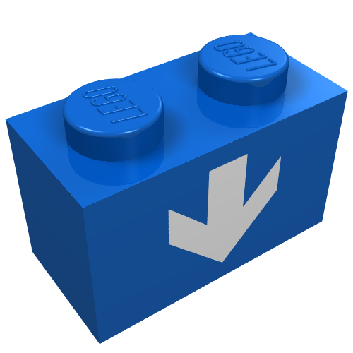 LEGO 3004p20 - Brick 1 x 2 with White Down Arrow Pattern