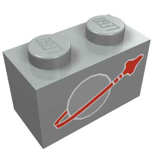 LEGO 3004p90 - Steen 1 x 2 met Classic Space Logo Patroon