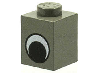 LEGO 3005pe1 - Steen 1 x 1 met zwart en oog zonder pupil patroon