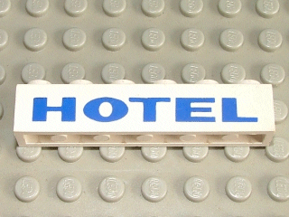 LEGO 3009pb009 - Brick 1 x 6 with Blue 'HOTEL' Thick Pattern