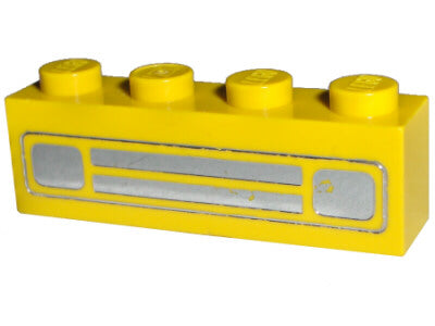 LEGO 3010pb035e - Steen 1 x 4 met Car Grille Chrome Patroon (Reliëfdruk)