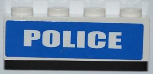 LEGO 3010pb152 - Steen 1 x 4 met 'POLICE' Short Font op blauwe achtergrond patroon (Sticker) - Sets 7285 / 7288