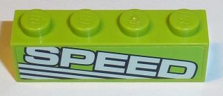 LEGO 3010pb193L - Steen 1 x 4 met 'SPEED' en witte lijnen patroon Model Rechterkant (Sticker) - Set 8152