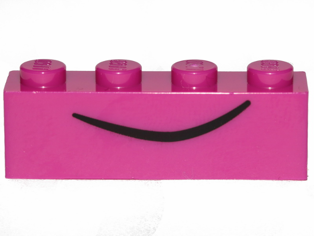 LEGO 3010pb261 - Brick 1 x 4 with Black Curved Line, Mouth
