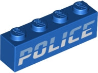 LEGO 3010pb332 - Steen 1 x 4 met Bright Light en wit 'POLICE' patroon