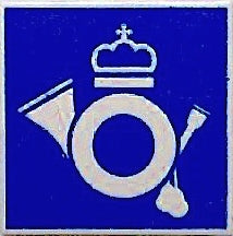 LEGO 30258pb006 - Road Sign 2 x 2 Square with Clip with Mail Horn Logo on Blue Background Pattern