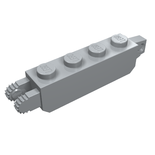 LEGO 30387 - Aangepaste steen 1 x 4 met vergrendeling, 1 verticale vinger en 2 verticale vingers