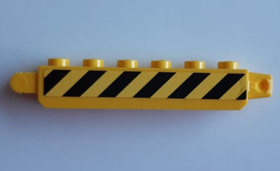 LEGO 30388pb012R - Scharnierende steen 1 x 6 vergrendelbaar met zwart en gevaar strepen patroon model rechterkant (Sticker) - Set 60185 Scharnierende steen met 9 tanden