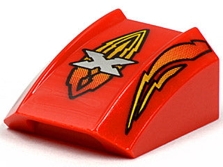 LEGO 30602pb002 - Helling, gebogen 2 x 2 lip met Island Xtreme Stunts logo en vlammenpatroon