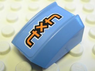 LEGO 30602pb043R - Helling, gebogen 2 x 2 lip met oranje '4x4' patroon, model rechts (sticker) - Set 8657