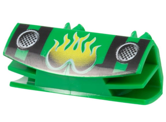LEGO 30622pb01 - Voertuig grill 1 x 4 met 2 pinnen en gele vlammen met zwarte strepen patroon