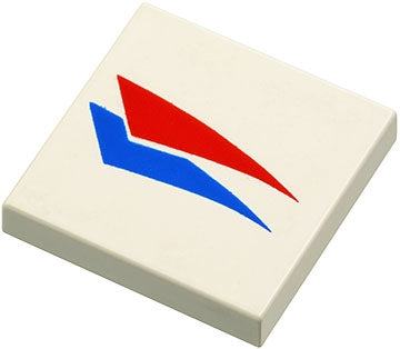 LEGO 3068pb0015 - Tegel 2 x 2 met rode en blauwe windsurfer driehoeken patroon