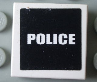 LEGO 3068pb0308 - Tegel 2 x 2 met 'POLICE' op zwarte achtergrond patroon (Sticker) - Set 7236-1
