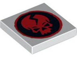 LEGO 3068pb0379 - Tegel 2 x 2 met Ninjago Gebarsten Rode Schedel op Zwarte Cirkel Patroon