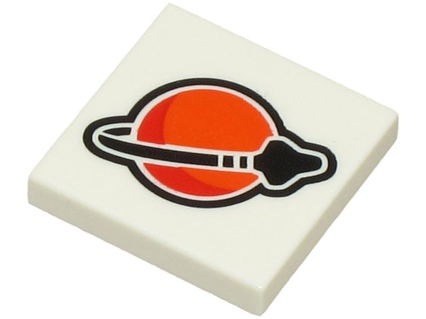 LEGO 3068pb2339 - Tegel 2 x 2 met roodoranje, rood en zwart Classic Space Logo patroon