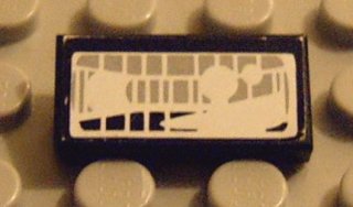 LEGO 3069pb0057 - Tegel 1 x 2 met Headlight Lichtgrijs Patroon (Sticker) - Set 8858-1