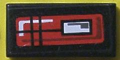 LEGO 3069pb0076L - Tegel 1 x 2 met rood en wit achterlichtpatroon model linkerkant (sticker) - Set 8286