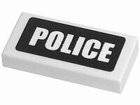 LEGO 3069pb0080 - Tegel 1 x 2 met 'POLICE' op zwarte achtergrond patroon (Sticker) - Sets 7235 / 7236 / 7237