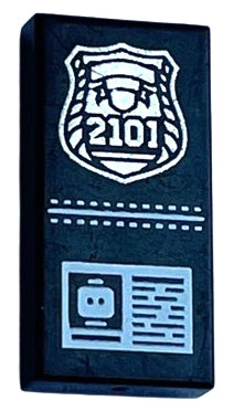 LEGO 3069pb0260 - Tegel 1 x 2 met Zilveren Politie Badge met '2101' en ID Patroon