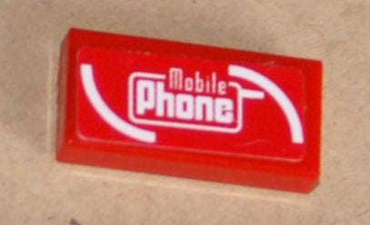 LEGO 3069pb0271 - Tegel 1 x 2 met wit 'Mobiele Telefoon' patroon (Sticker) - Set 8130