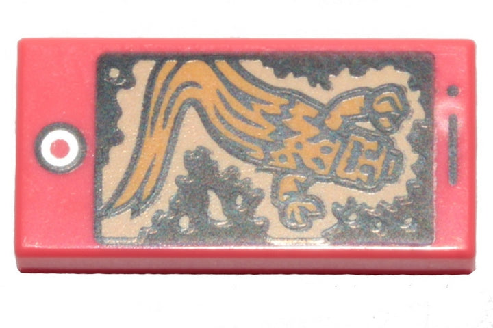 LEGO 3069pb0723 - Tegel 1 x 2 met Smartphone en Bright Light Orange Ghost Patroon