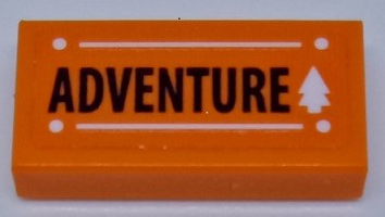 LEGO 3069pb0896 - Tile 1 x 2 with Black 'ADVENTURE', White Tree, Lines, and Dots Pattern (Sticker) - Set 41339