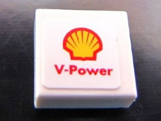 LEGO 3070pb076 - Tegel 1 x 1 met Shell-logo en 'V-Power'-patroon (Sticker) - Set 30190