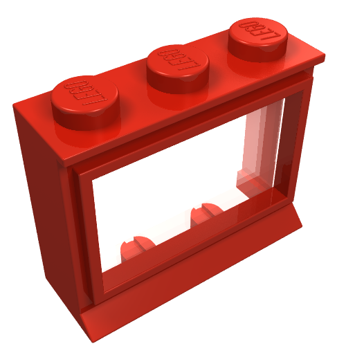 LEGO 31ac01 - Raam 1 x 3 x 2 met verlengde lip en Solid Studs, met vast glas