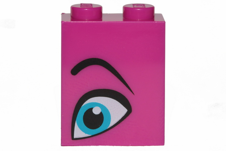 LEGO 3245cpb093 - Brick 1 x 2 x 2 with Inside Stud Holder with Blue Eye, Eyebrow Right print