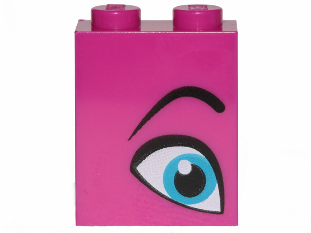 LEGO 3245cpb094 - Steen 1 x 2 x 2 met Inside Stud Holder en blauw oog, linker wenkbrauw print
