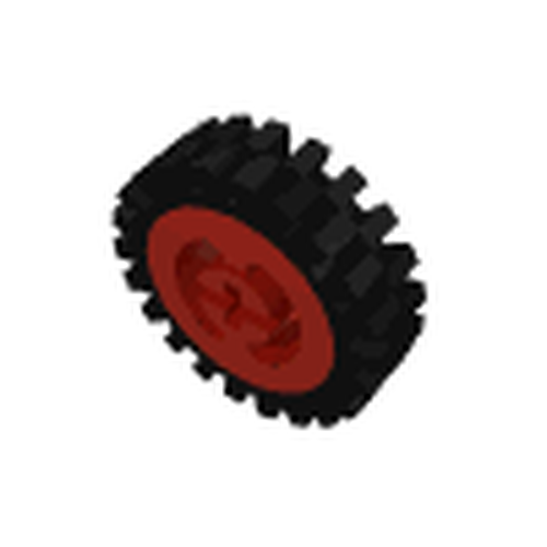 LEGO 3482c01 - Wiel met Split Axle Hole met zwarte band 24mm D. x 8mm Offset Tread - Interne ribbels (3482 / 3483)