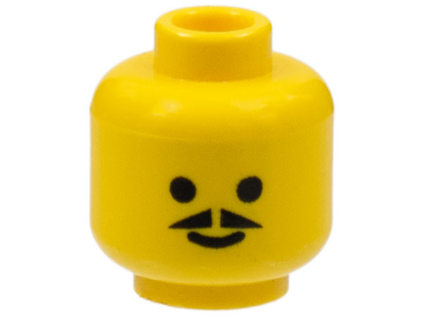 LEGO 3626p03 - Minifiguur, hoofd standaard grijns met puntige snor patroon