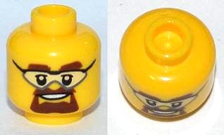 LEGO 3626pb0803 - Minifigure, Head Glasses with Safety Goggles, Brown Eyebrows and Goatee Pattern