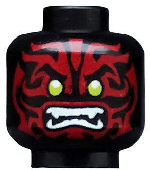 LEGO 3626pb1664 - Minifigure, Head Alien with Lime Eyes, White Fangs and Dark Red Face Decorations Pattern