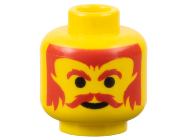 LEGO 3626px122 - Minifiguur Hoofd met Rode Snor, Wenkbrauwen en Haarpatroon