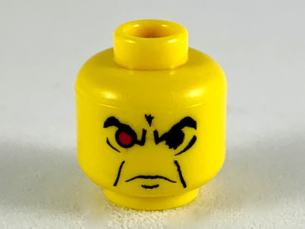 LEGO 3626px40 - Minifiguur hoofd met boze wenkbrauwen en rood oog patroon