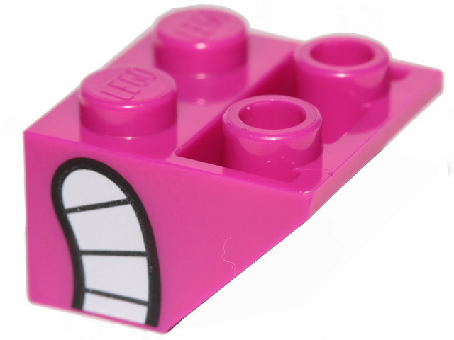LEGO 3660pb022 - Omgekeerde helling 45° 2 x 2 met mond met tanden print