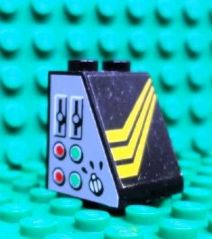 LEGO 3678apb13L - Slope 65 2 x 2 x 2 without Bottom Tube with Gauges and Diagonal Yellow Stripes Pattern Model Left Side (Stickers) - Set 8425