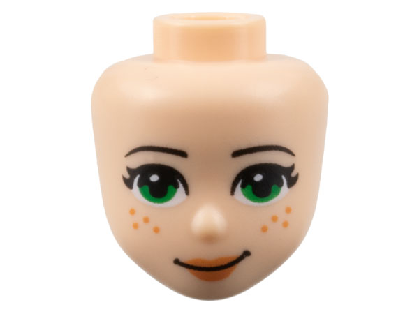 LEGO 37292 - Mini Doll, Head Friends with Thin Black Eyebrows, Green Eyes, Nougat Lips and 8 Freckles, and Lopsided Closed Mouth Smile Pattern