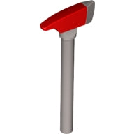 LEGO 39802pb01 - Minifiguur, Gereedschap Bijl, Puntig Uiteinde met Gegoten Rood Hoofdpatroon