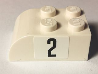 LEGO 6215pb04L - Slope, Curved 3 x 2 with 4 Studs with Black Number 2 on Left Pattern (Sticker) - Set 40194