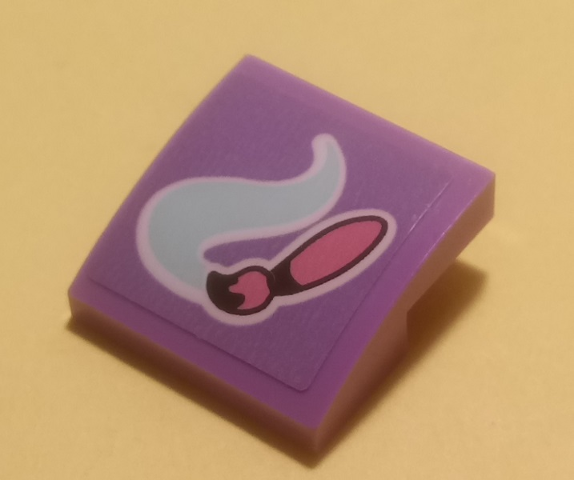 LEGO 15068pb314 - Slope, Curved 2 x 2 x 2/3 with Bright Pink Paint Brush and Light Aqua Paint Swirl Pattern (Sticker) - Set 41351