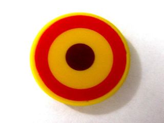 LEGO 4150pb140 - Tile, Round 2 x 2 with Roundel, Red Circle and Reddish Brown Dot Pattern (Sticker) - Set 4778