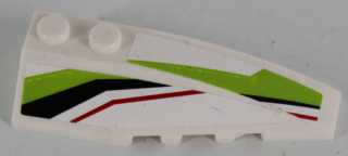 LEGO 41747pb064 - Wig 6 x 2 Rechts met Zwarte, Lime en Rode Strepen Patroon (Stickers) - Set 8864