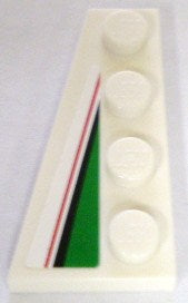 LEGO 41770pb03 - Wig, plaat 4 x 2 links met rood, zwart en groot groen patroon (sticker) - Set 8898