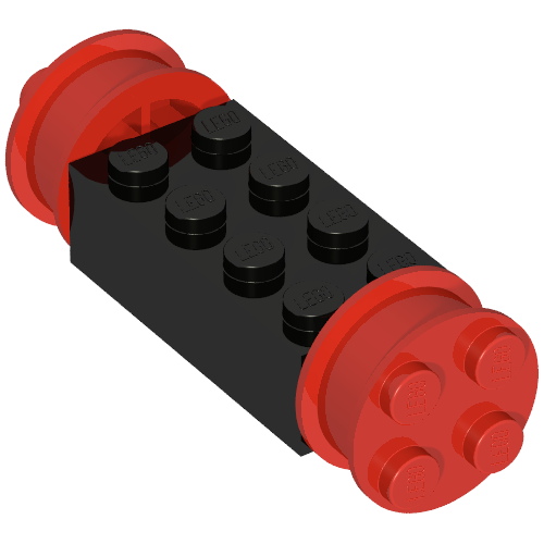 LEGO 4180c02 - Brick, Modified 2 x 4 with Red Wheels FreeStyle and Red Pins (4180 / 4259 / 2344)