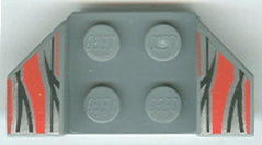 LEGO 41854pb13 - Vehicle, Mudguard 2 x 4 with Flared Wings with Silver Flame Tips and Red Stripes Pattern