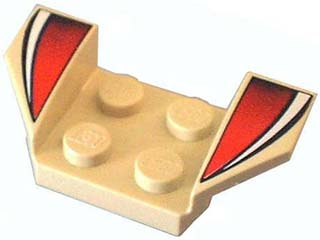 LEGO 41854px3 - Vehicle, Mudguard 2 x 4 with Flared Wings with White Curved Stripes and Red to Black Fades Pattern