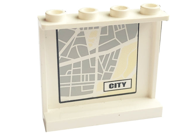LEGO 4215bpb20 - Paneel 1 x 4 x 3 - Hollow Studs met Map Street Pattern 8 en 'CITY' aan binnenkant (Sticker) - Set 7743